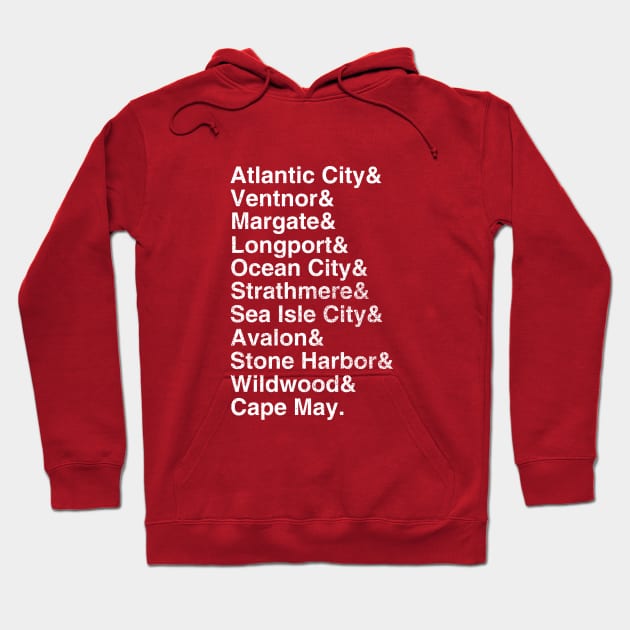 South Jersey Beaches List (distressed) Hoodie by GloopTrekker